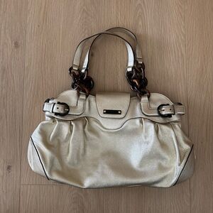 Salvatore Ferragamo Light Gold Metallic Leather Shoulder Bag - VGUC